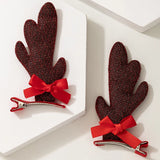 Docona Christmas Reindeer Horn Pompom Girl Hair Clip