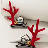 Docona Christmas Reindeer Horn Pompom Girl Hair Clip