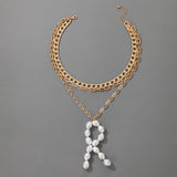 Punk Lock Key Pandent Necklace Love Letter Alloy Choker Layered Jewelry