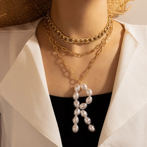 Punk Lock Key Pandent Necklace Love Letter Alloy Choker Layered Jewelry