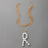 Punk Lock Key Pandent Necklace Love Letter Alloy Choker Layered Jewelry