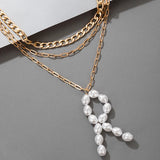 Punk Lock Key Pandent Necklace Love Letter Alloy Choker Layered Jewelry