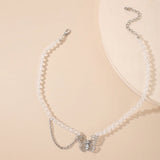 Silver Butterfly Acrylic Beads Boho Necklace for Women