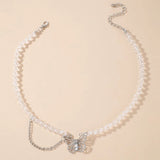 Silver Butterfly Acrylic Beads Boho Necklace for Women