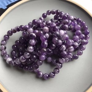 Dogteeth Amethyst Round Bracelet 6/8/10/12mm 7.5inch