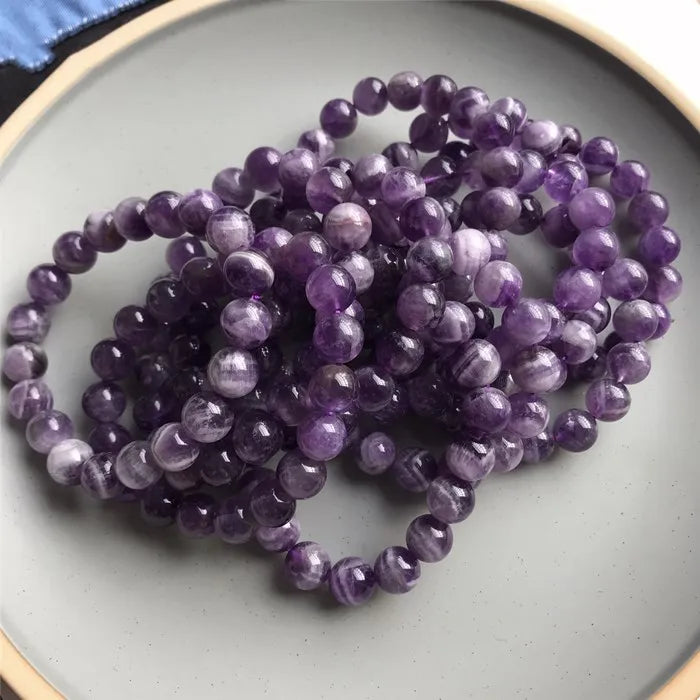 Dogteeth Amethyst Round Bracelet 6/8/10/12mm 7.5inch