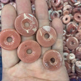 Natural Rhodochrosite Stone Beads - Donut Shape - 1 Piece
