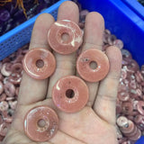 Natural Rhodochrosite Stone Beads - Donut Shape - 1 Piece