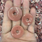 Natural Rhodochrosite Stone Beads - Donut Shape - 1 Piece