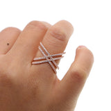 925 Silver Criss Cross X Ring Wedding Engagement Women's Full Finger Jewelry