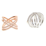 925 Silver Criss Cross X Ring Wedding Engagement Women's Full Finger Jewelry