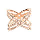 925 Silver Criss Cross X Ring Wedding Engagement Women's Full Finger Jewelry
