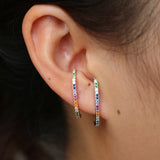 925 Sterling Silver Rainbow CZ Curved Stud Earring
