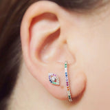 925 Sterling Silver Rainbow CZ Curved Stud Earring