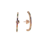 925 Sterling Silver Rainbow CZ Curved Stud Earring