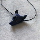 Lapis Lazuli Wolf Pendant Necklace for Men