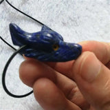 Lapis Lazuli Wolf Pendant Necklace for Men