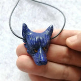 Lapis Lazuli Wolf Pendant Necklace for Men