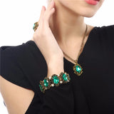 Green Crystal Stone Rhinestones Bracelet Bangle for Women Wedding