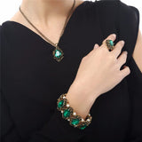 Green Crystal Stone Rhinestones Bracelet Bangle for Women Wedding