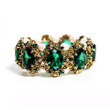 Green Crystal Stone Rhinestones Bracelet Bangle for Women Wedding