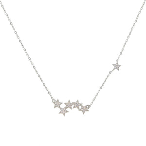925 Silver Star Tassel Choker Necklace for Women 41+5cm Chain