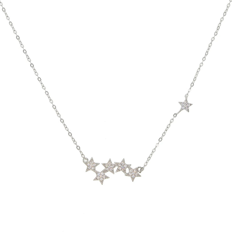 925 Silver Star Tassel Choker Necklace for Women 41+5cm Chain