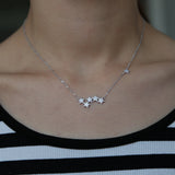 925 Silver Star Tassel Choker Necklace for Women 41+5cm Chain