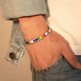 Enamel Rainbow Love Pride Bangle Bracelet LGBTQ Stainless Steel Cuff