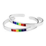 Enamel Rainbow Love Pride Bangle Bracelet LGBTQ Stainless Steel Cuff