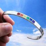 Enamel Rainbow Love Pride Bangle Bracelet LGBTQ Stainless Steel Cuff