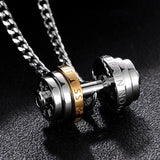Dumbbell Necklace for Men Stainless Steel Fitness Barbell Pendant