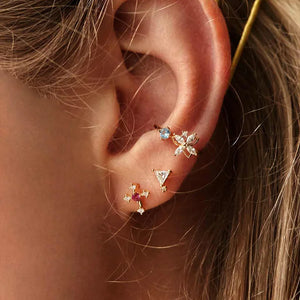 S925 Silver Crystal Clip Earrings for Women