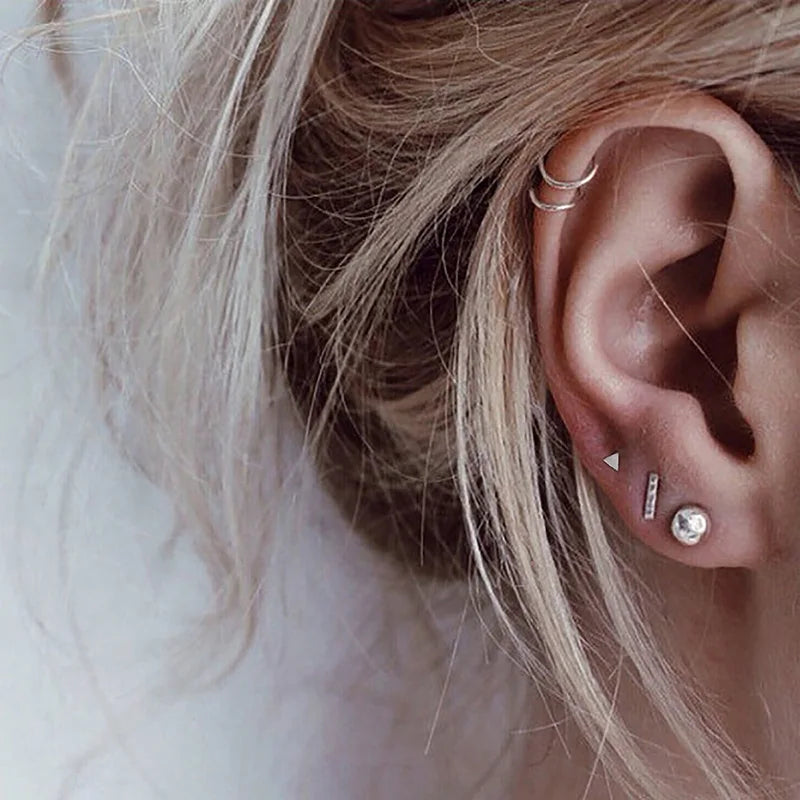 Stainless Steel Ball Stud Earrings Set for Women