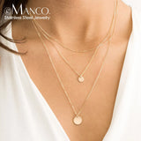 Long Layered Necklace Charm Pendant Stainless Steel Jewelry