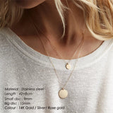 Long Layered Necklace Charm Pendant Stainless Steel Jewelry