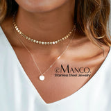 Long Layered Necklace Charm Pendant Stainless Steel Jewelry