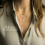 Layered Choker Necklace Women Stainless Steel Statement Pendant Jewelry Set