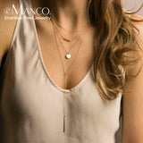 Layered Choker Necklace Women Stainless Steel Statement Pendant Jewelry Set
