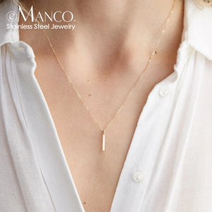 Stainless Steel Pendant Necklace Thin Link Chain Minimalist Choker Jewelry