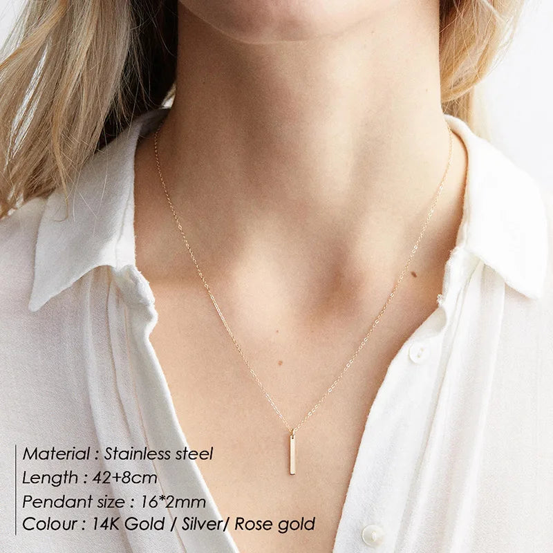 Stainless Steel Pendant Necklace Thin Link Chain Minimalist Choker Jewelry