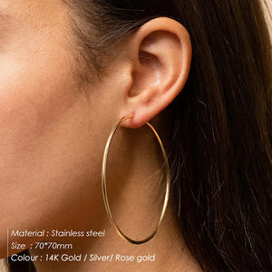 Stainless Steel Hoop Earrings Large Ear Rings Huggie Circle Earrings Jewelry