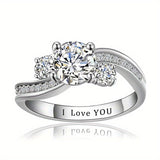 Round Cut Zircon Ring, Promise Engagement Wedding Gift