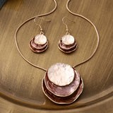 Stylish Geometric Pendant Necklace and Earrings Set for Women