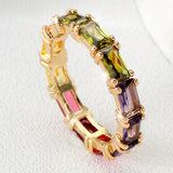 Multicolor Cubic Zirconia Circle Golden Plated Ring