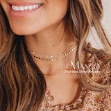 eManco 2 PCS Layered Necklace Stainless Steel Lace Chain Choker
