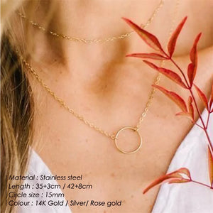 eManco 2 PCS Layered Necklace Stainless Steel Lace Chain Choker