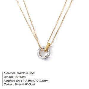 eManco 316L Stainless Steel Two-color Pendant Necklaces For Women