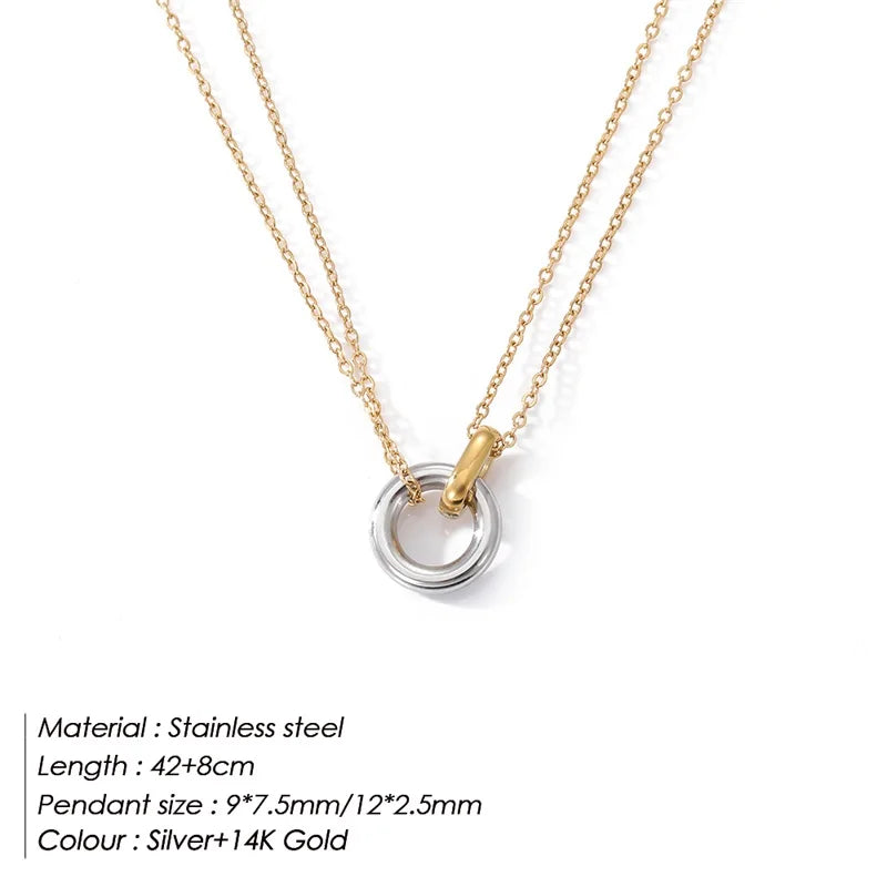 eManco 316L Stainless Steel Two-color Pendant Necklaces For Women
