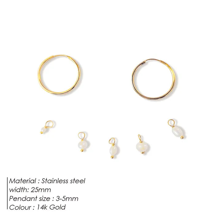 eManco 5PCS Freshwater Pearl Earrings DIY with Stainless Steel Pearl
